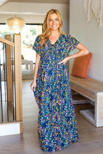 Load image into Gallery viewer, Just Feels Right Navy Blue Floral V Neck Dolman Maxi Dress
