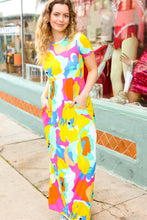 Load image into Gallery viewer, Under Clear Days Yellow/Mint Floral Fit &amp; Flare Maxi Dress
