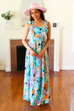 Load image into Gallery viewer, Feeling Elegant Seafoam Floral Print Ruffle Maxi Dress
