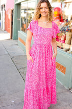 Load image into Gallery viewer, Perfectly You Fuchsia Ditzy Floral Fit &amp; Flare Maxi Dress
