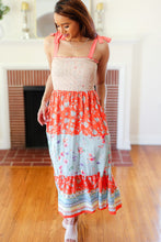 Load image into Gallery viewer, Vacay Vibes Taupe Floral Smocked Tube Top Tiered Maxi Dress
