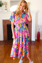 Load image into Gallery viewer, Tropical Trance Fuchsia Floral Smocked Waist Maxi Dress
