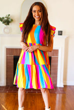 Load image into Gallery viewer, Eyes On You Multicolor Abstract Print Smocked Ruffle Sleeve Dress
