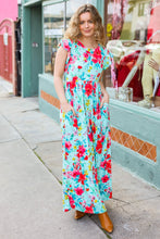 Load image into Gallery viewer, What A Vision Aqua Floral Fit &amp; Flare Maxi Dress
