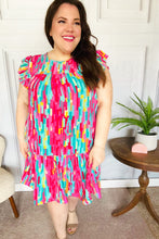 Load image into Gallery viewer, Feeling Bold Multicolor Abstract Print Tiered Ruffle Sleeve Dress
