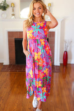 Load image into Gallery viewer, Diva Dreams Multicolor Tropical Floral Fit &amp; Flare Maxi Dress
