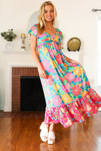 Load image into Gallery viewer, Vacay Vibes Blue Floral Print Sweetheart Twisted Neckline Maxi Dress
