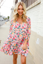 Load image into Gallery viewer, Boho Vibes Cotton Floral Button Down 3/4 Sleeve Tiered Dress

