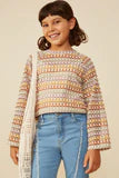 Girls Multicolor Loose Knit Relaxed Top