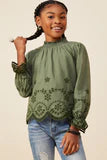 Load image into Gallery viewer, Girls Scallop Hem Eyelet Embroidered Top
