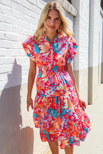 Load image into Gallery viewer, Can&#39;t Look Away Coral Flutter Sleeve Smocked Waist Floral Midi Dress
