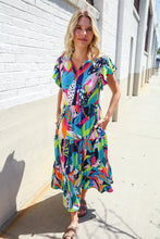 Load image into Gallery viewer, PLUS Feel Your Best Tropical Floral Collar V Neck Midi Dress
