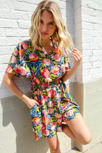Load image into Gallery viewer, Sunny Days Floral Print Smocked Waist Back Neck Button Romper
