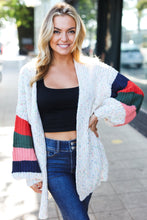 Load image into Gallery viewer, Weekend Ready Ivory Multicolor Mixed Thread Bubble Sleeve Cardigan
