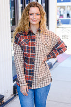 Load image into Gallery viewer, Make A Statement Rust &amp; Taupe Plaid Color Block Shacket
