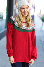 Load image into Gallery viewer, Christmas Red Terry Hacci Color Block Pullover
