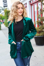 Load image into Gallery viewer, Dazzling Hunter Green Velvet Lapel Blazer
