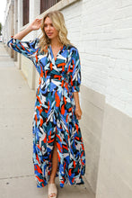Load image into Gallery viewer, Vacay Ready Blue Tropical Print Wrap Around Tie Waist Coverup Maxi
