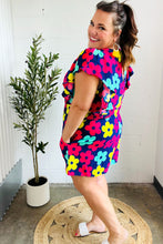 Load image into Gallery viewer, Feeling Bold Navy &amp; Fuchsia Flat Floral Smocked Waist Flutter Sleeve Romper
