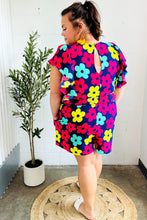 Load image into Gallery viewer, Feeling Bold Navy &amp; Fuchsia Flat Floral Smocked Waist Flutter Sleeve Romper
