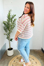 Load image into Gallery viewer, Stand Out Oatmeal &amp; Lavender Stripe Netted Crochet Sweater Top
