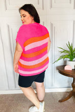 Load image into Gallery viewer, Feeling Bold Fuchsia &amp; Orange Stripe Short Sleeve Dolman Sweater
