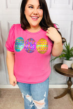 Load image into Gallery viewer, Turn Heads Hot Pink Sequin Easter Egg Terry Top
