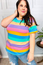 Load image into Gallery viewer, Can&#39;t Look Away Multicolor Stripe Bubble Sleeve Terry Top
