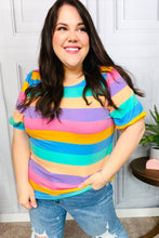 Load image into Gallery viewer, Can&#39;t Look Away Multicolor Stripe Bubble Sleeve Terry Top
