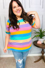 Load image into Gallery viewer, Can&#39;t Look Away Multicolor Stripe Bubble Sleeve Terry Top
