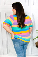 Load image into Gallery viewer, Can&#39;t Look Away Multicolor Stripe Bubble Sleeve Terry Top
