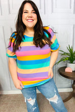 Load image into Gallery viewer, Can&#39;t Look Away Multicolor Stripe Bubble Sleeve Terry Top
