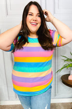 Load image into Gallery viewer, Can&#39;t Look Away Multicolor Stripe Bubble Sleeve Terry Top
