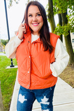 Load image into Gallery viewer, Weekend Ready Rust High Neck Snap Button Quilted Puffer Vest
