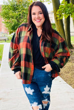 Load image into Gallery viewer, Rock&#39;n Plaid Olive &amp; Rust Button Down Oversized Shirt
