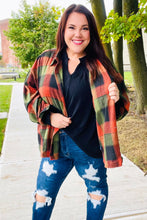 Load image into Gallery viewer, Rock&#39;n Plaid Olive &amp; Rust Button Down Oversized Shirt
