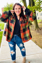 Load image into Gallery viewer, Rock&#39;n Plaid Olive &amp; Rust Button Down Oversized Shirt
