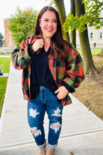 Load image into Gallery viewer, Rock&#39;n Plaid Olive &amp; Rust Button Down Oversized Shirt
