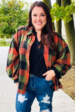 Load image into Gallery viewer, Rock&#39;n Plaid Olive &amp; Rust Button Down Oversized Shirt
