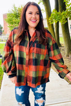 Load image into Gallery viewer, Rock&#39;n Plaid Olive &amp; Rust Button Down Oversized Shirt
