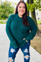 Load image into Gallery viewer, Classy Chic Hunter Green Mock Neck Chest Pocket Knit Sweater
