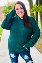 Load image into Gallery viewer, Classy Chic Hunter Green Mock Neck Chest Pocket Knit Sweater
