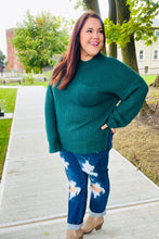 Load image into Gallery viewer, Classy Chic Hunter Green Mock Neck Chest Pocket Knit Sweater
