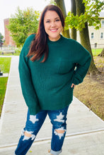 Load image into Gallery viewer, Classy Chic Hunter Green Mock Neck Chest Pocket Knit Sweater
