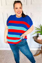 Load image into Gallery viewer, Forget Me Not Royal Blue Stripe Short Sleeve Dolman Sweater
