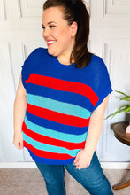 Load image into Gallery viewer, Forget Me Not Royal Blue Stripe Short Sleeve Dolman Sweater
