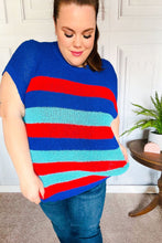 Load image into Gallery viewer, Forget Me Not Royal Blue Stripe Short Sleeve Dolman Sweater
