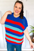 Load image into Gallery viewer, Forget Me Not Royal Blue Stripe Short Sleeve Dolman Sweater
