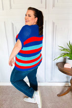 Load image into Gallery viewer, Forget Me Not Royal Blue Stripe Short Sleeve Dolman Sweater
