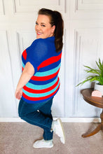 Load image into Gallery viewer, Forget Me Not Royal Blue Stripe Short Sleeve Dolman Sweater
